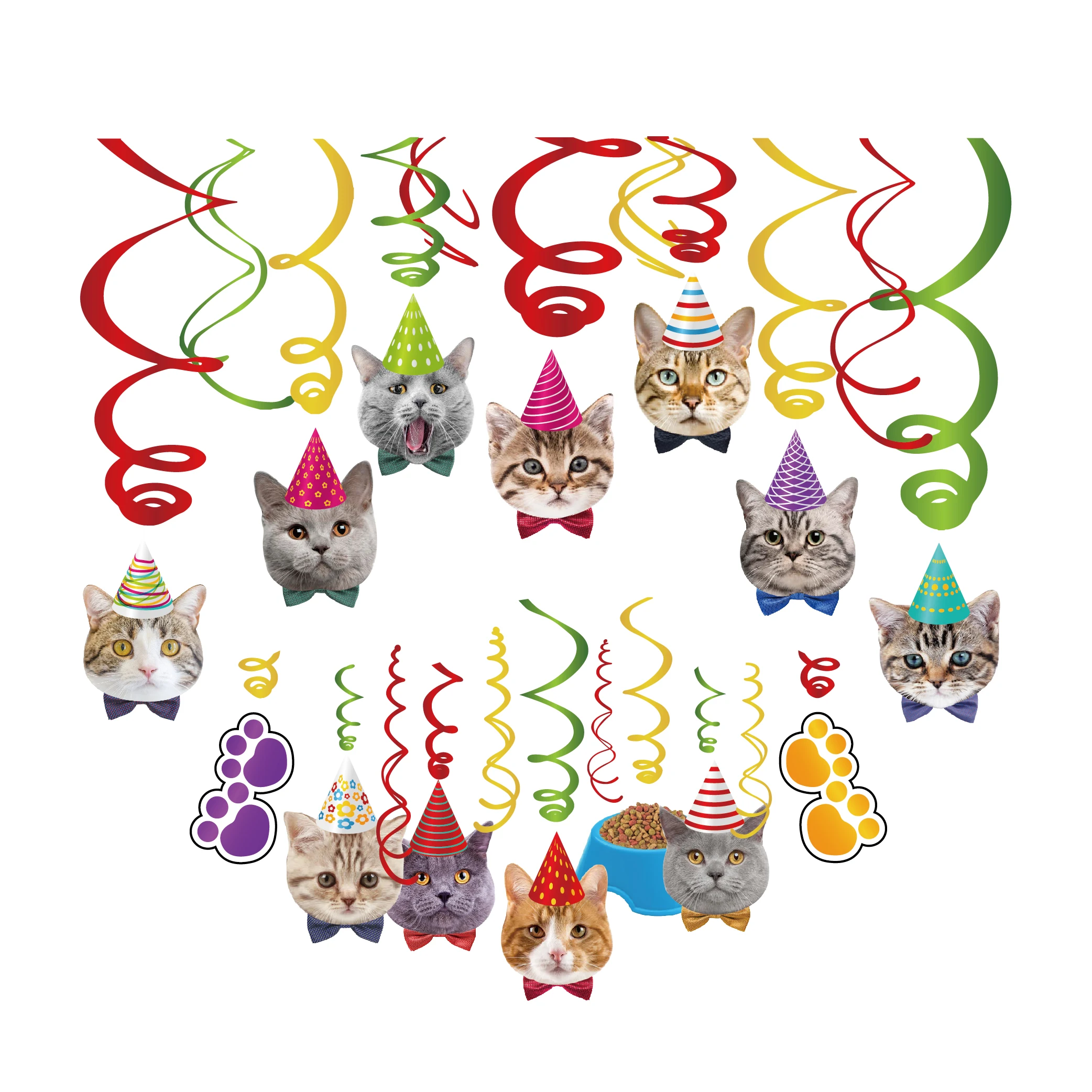 

Baby Shower Pet Cats Theme Party Decorations Kid Birthday Parties Favors Wall Ceiling Hanging Swirls Spiral Party Supplies
