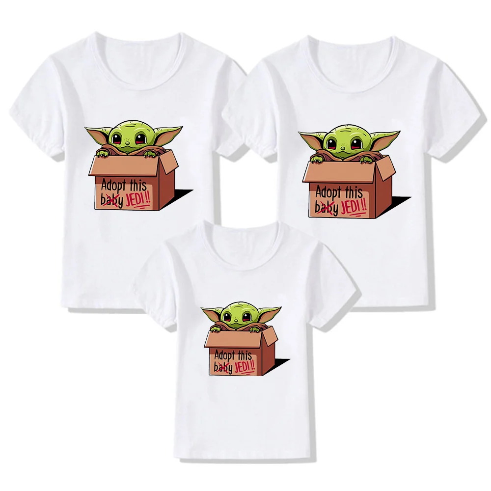 

Funny Mandalorian Tshirts Family Matching Clothes Cool Fashion Adopt This JEDI Baby Yoda Printed Tshirt Fashion Kids Clothes