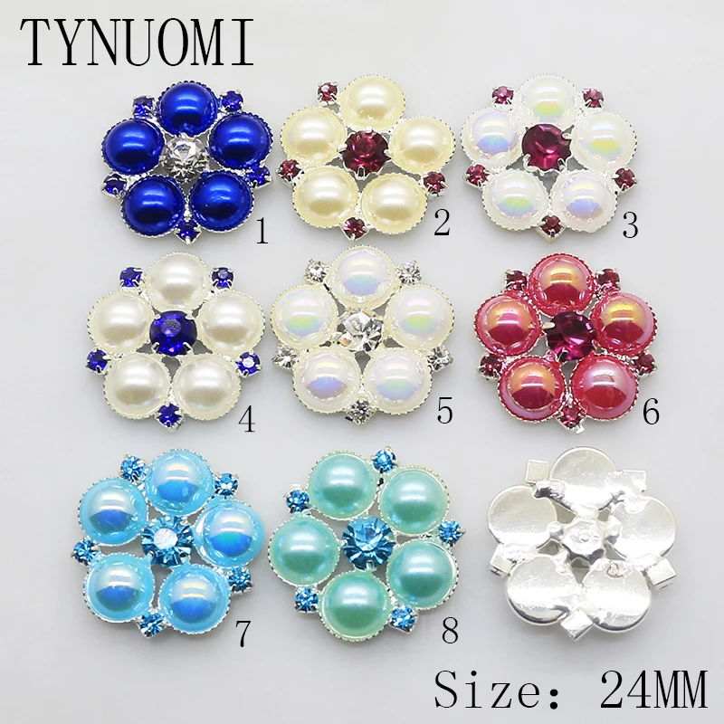 10 шт./lot24MM цветная пуговица с хрусталем и жемчужиной тесьма швейная декоративная