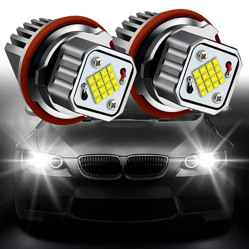 

New2Pc White Angel Eyes Halo Ring Marker Light Led Bulb Headlight 80W 6000K for -BMW 1 5 7 Series X3 X5 E39 E53 E60 E66 E87