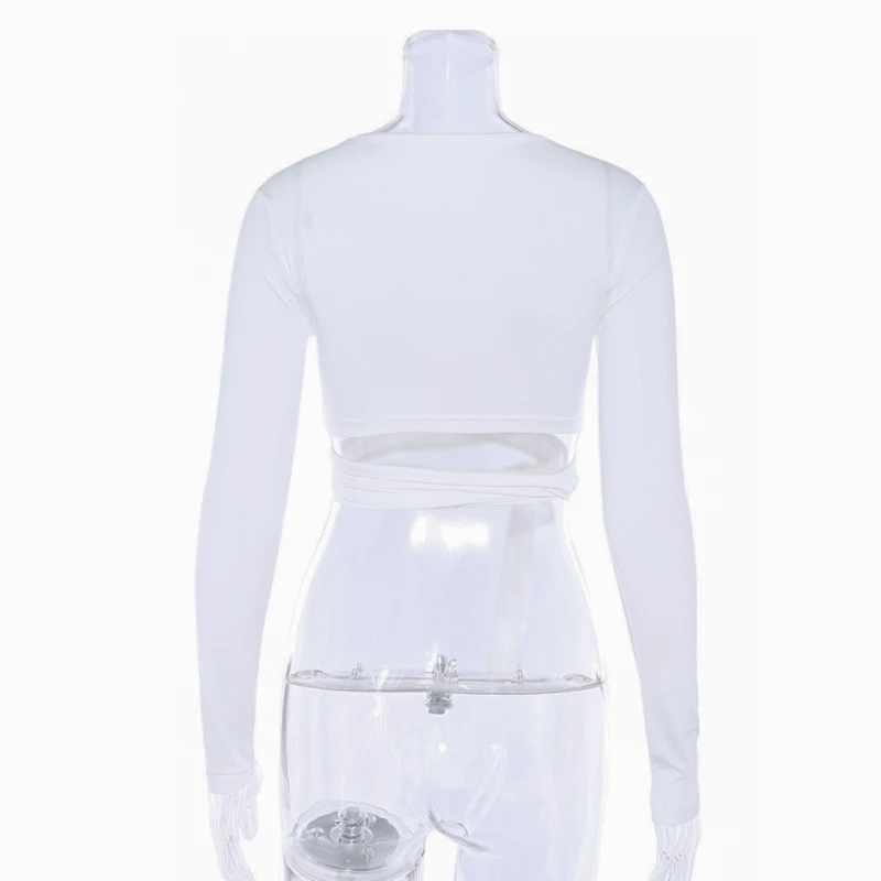 

Solid Color Hollow Straps T shirt Y2k Camisetas De Mujer Poleras Long Sleeve Top Tees Playeras Lange Mouw Women Manga Larga