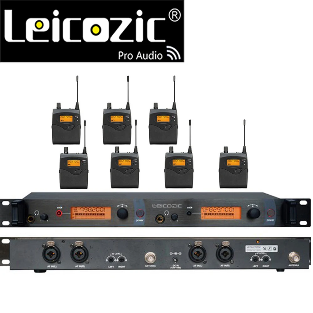 저렴한 Leicozic SR2050 Iem 무선 귀 모니터 시스템, 7 수신기 전문 모니터 귀 모니터링 시스템 무대 녹음 스튜디오