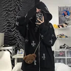 Стразы уличная одежда с длинным рукавом черная толстовка на молнии Y2k хип-хоп джоггеры Толстовка корейская мода панк спортивная куртка