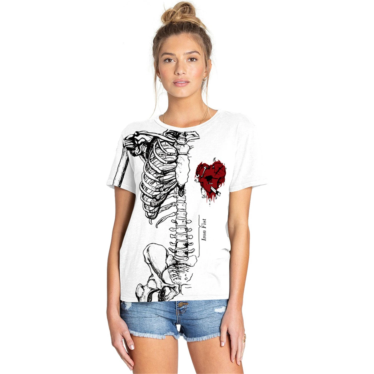 Парные оригинальные смешные футболки унисекс с 3D принтом сердца на Хэллоуин