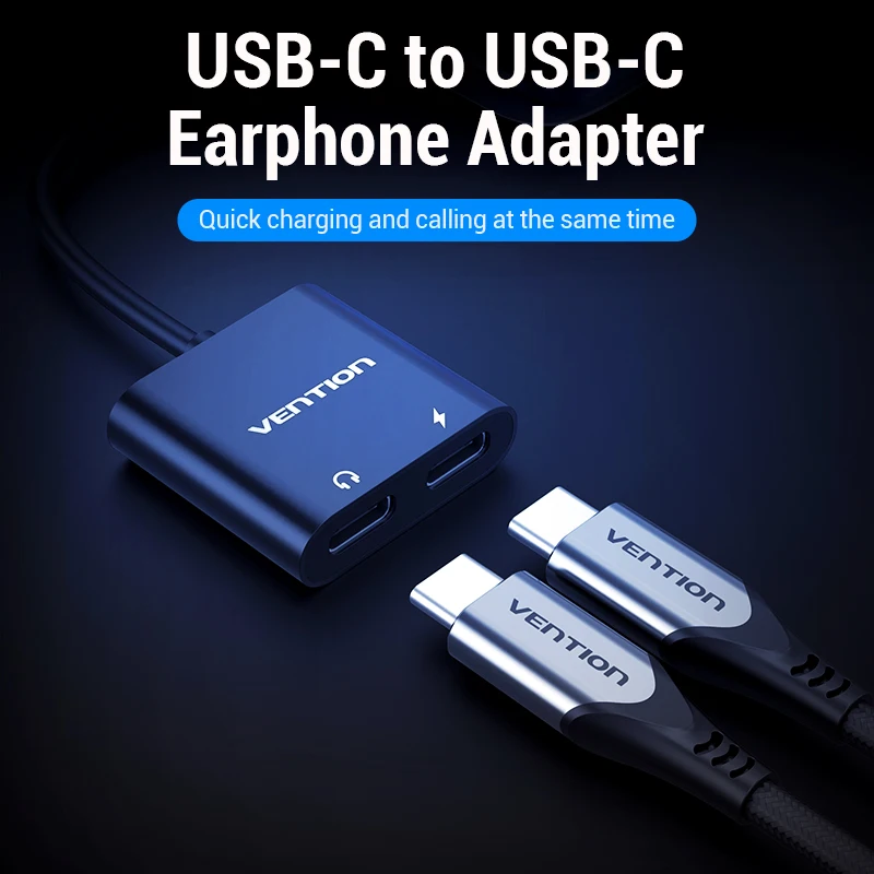 Аудиоадаптер Vention USB C для наушников адаптер 2 в 1 с Type c на Dual аналоговый/цифровой
