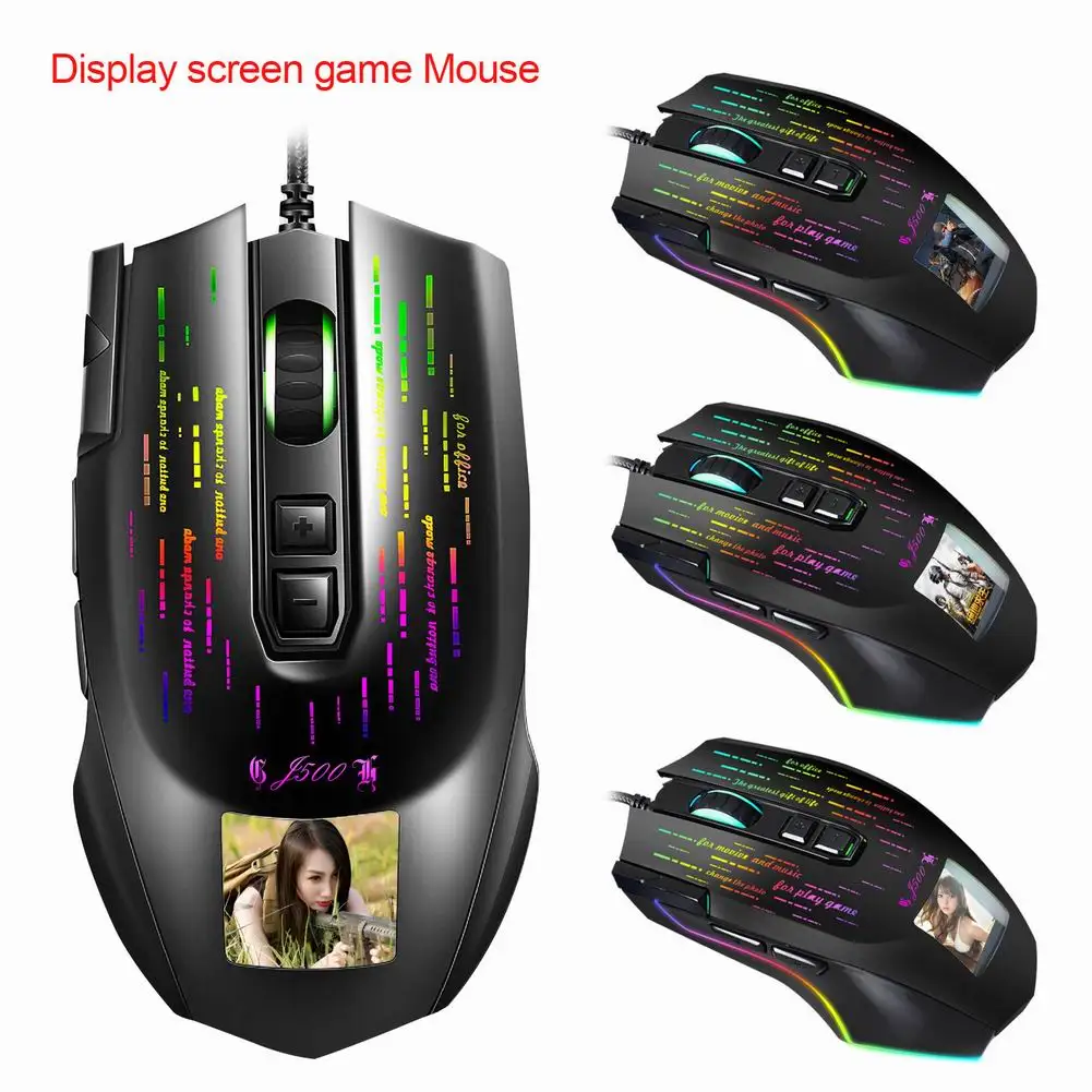 

Wired Mouse Colorful RGB Backlight 1000/10000DPI, 6ft Cord Programmable Photo Album Mouse