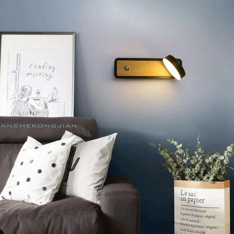 Скандинавский прикроватный настенный светильник белый/черный современный с