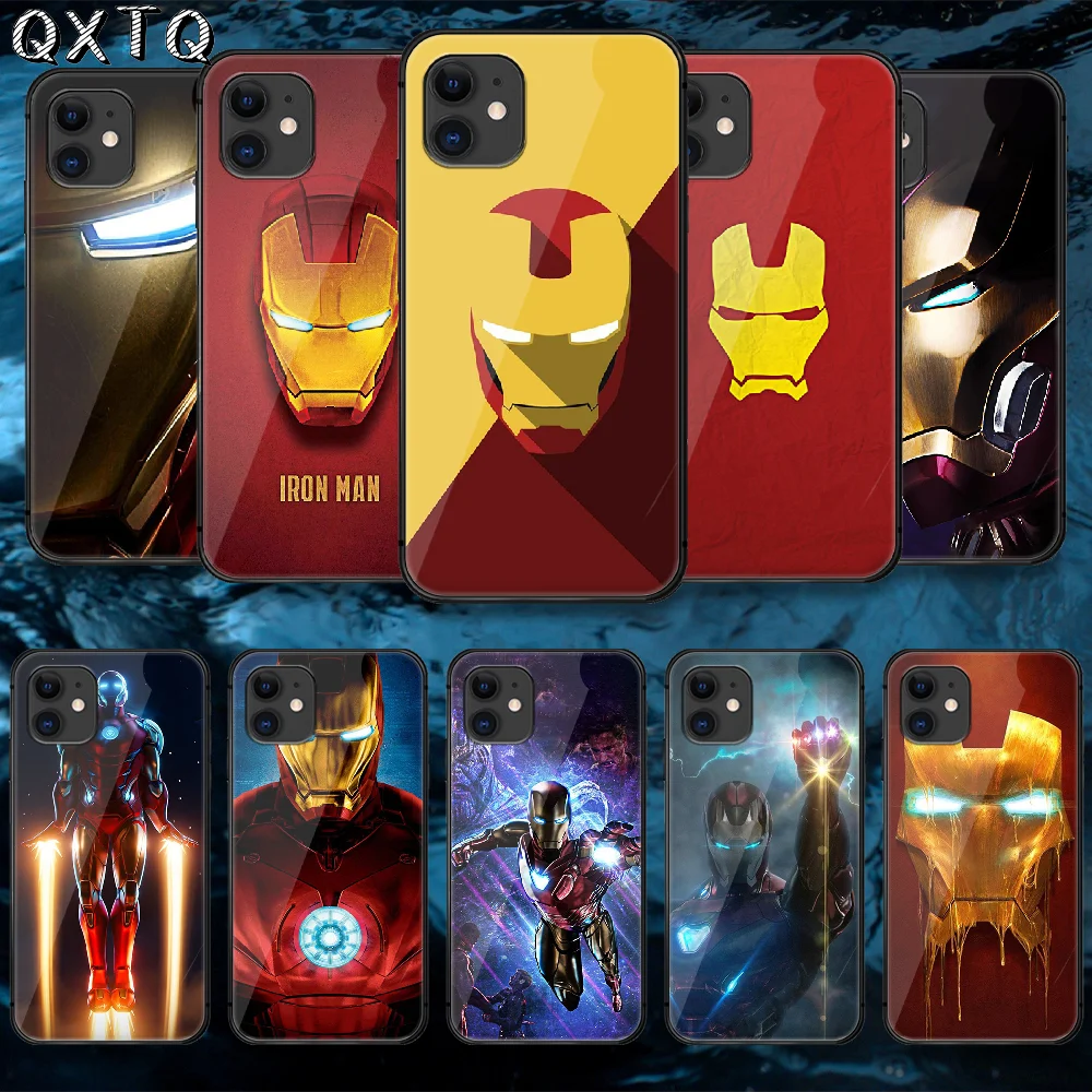 

Iron Super Man Tempered Glass Phone Case Cover For IPhone 5 6 7 8 11 12 S Plus Xr X Xs Pro Max Mini Se 2020 Black Painting Black