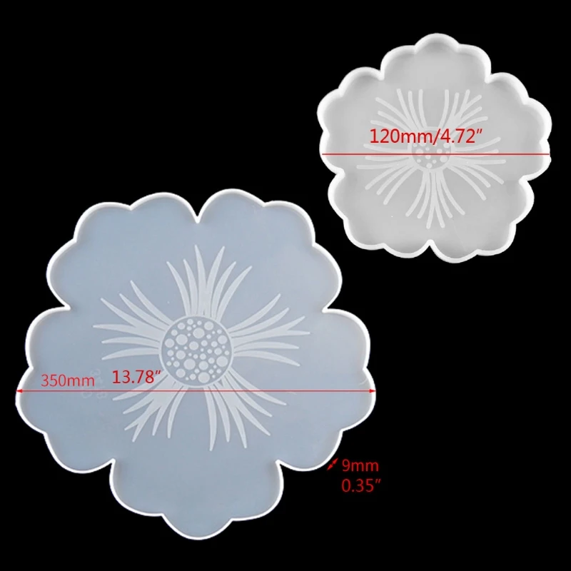 

Large Flower Shape Resin Coaster Molds DIY Silicone Tray for fruit Cup Geode Agate Platter Epoxy Resin Molds Art Crafts