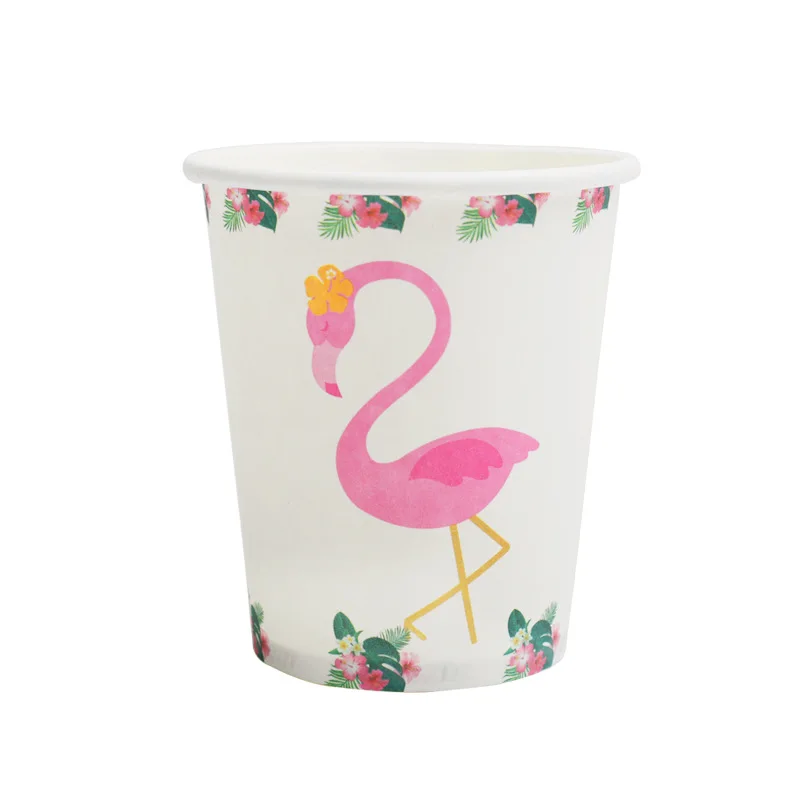 Cup(10pcs) Набор для вечеринки в честь Дня Рождения, для девочек, с рисунком фламинго, свадебные украшения, одноразовые столовые приборы, вечерние тарелки, бумажные соломинки, для детского душа - Цвет: Cup(10pcs)