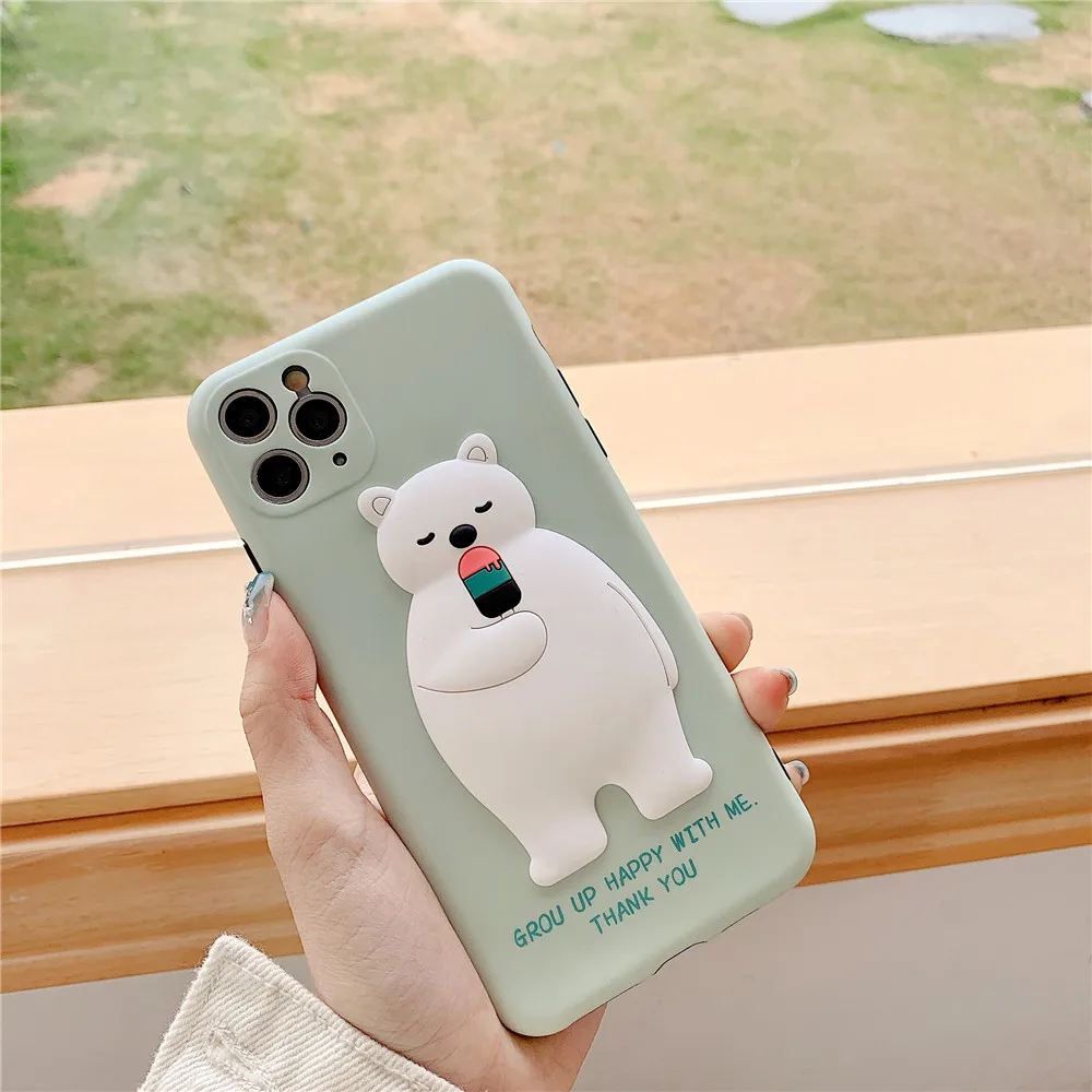 Для iPhone11 XR 11 Pro XS Max 3D милый мультяшный медведь чехол для iPhone7/8 корейский