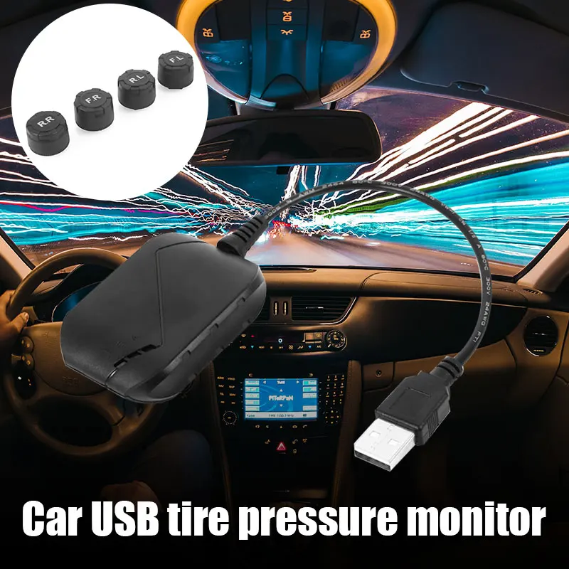 Универсальный внешний датчик давления Tpms Usb 4 Автомобильная сигнализация низкого