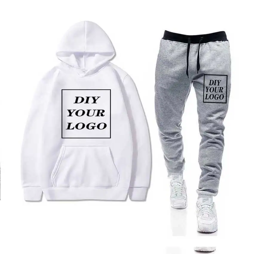 custom logo Print Мужские комплекты, спортивная одежда, Толстая Толстовка+ штаны, логотип «сделай сам», спортивные костюмы, повседневные толстовки, спортивный костюм, мужская спортивная одежда, спортивные штаны для фитнеса - Цвет: custom logo Print