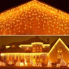 Светодиодная гирлянсветильник-занавес в виде сосулек, 5 м, уличная Рождественская гирлянда, свисающая на 0,4-0,6 м, светильник шение для свадьбы, праздника вечерние вечеринки, сада