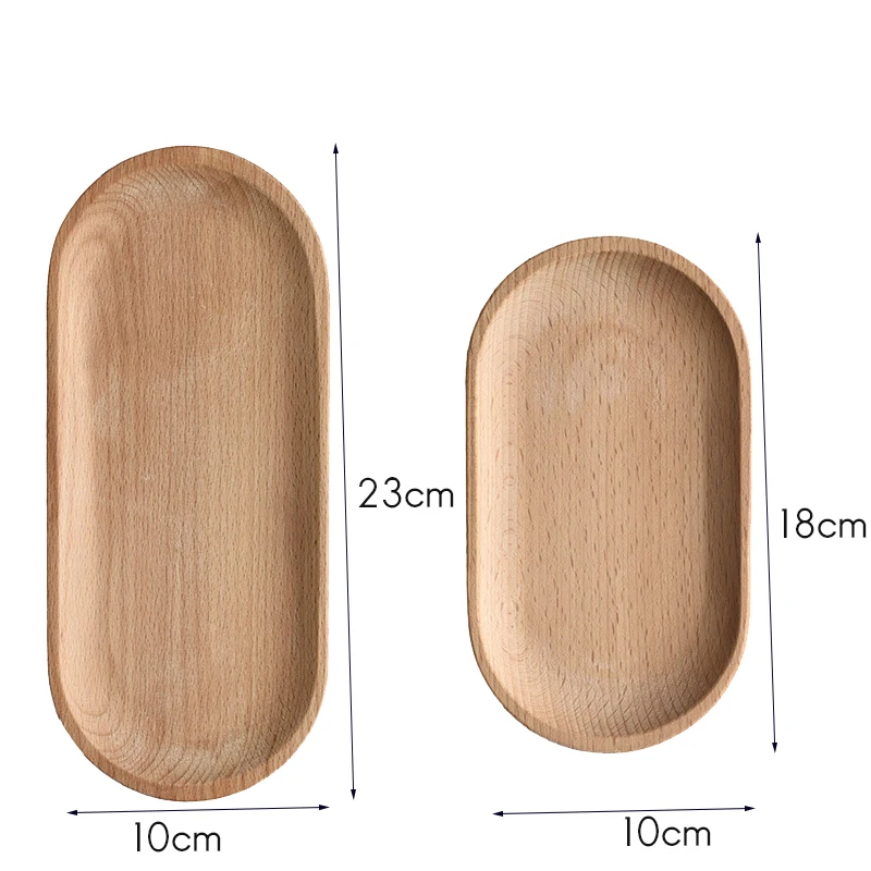 

2Pcs Wooden Tray Jewelry Necklace Ring Storage Food Plate Storage Tray Solid Wood Oval Cake Sushi Tray Bread Snack Tray