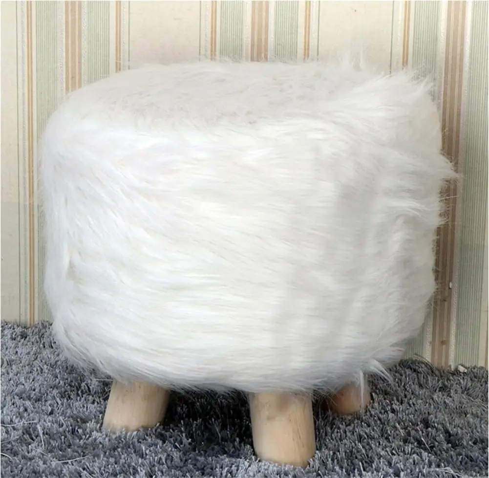 Модные пуф круглые плюшевые креативные твердые деревянные утолщенные табуреты