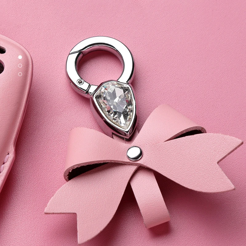 

Bowknot leather car key cover for Audi A4L A5 A6L Q3 Q5L diamond Key ring Car key protective case Auto styling accessories