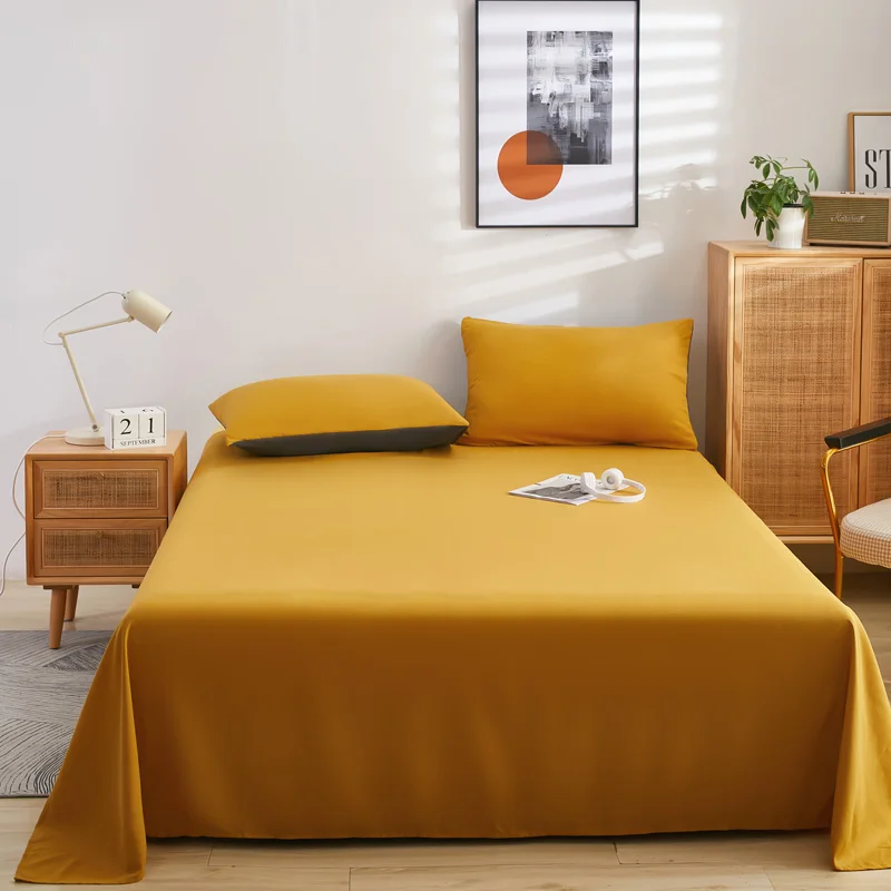 

1 Piece Of 100% Polyester Fiber Solid Bed Sheet, Soft And Comfortable Fit Bed Sheet.（Without Pillowcase）