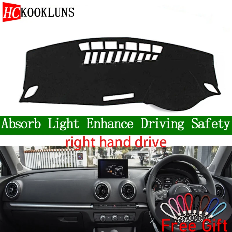 

For AUDI A3 S3 2014 2015 2016-2019 Right Hand Drive Dashboard Cover Car Stickers Sun Shade Dash Mat Carpet Interior Accessories