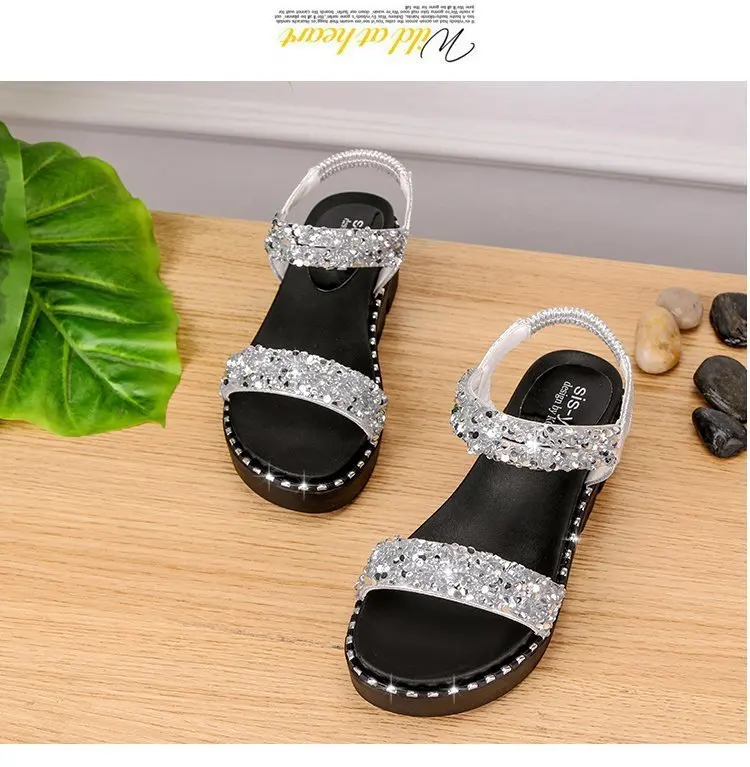 

2021 New Summer Ladies Sandals Fashion Sequined High Heel Sandals 35-40 Size