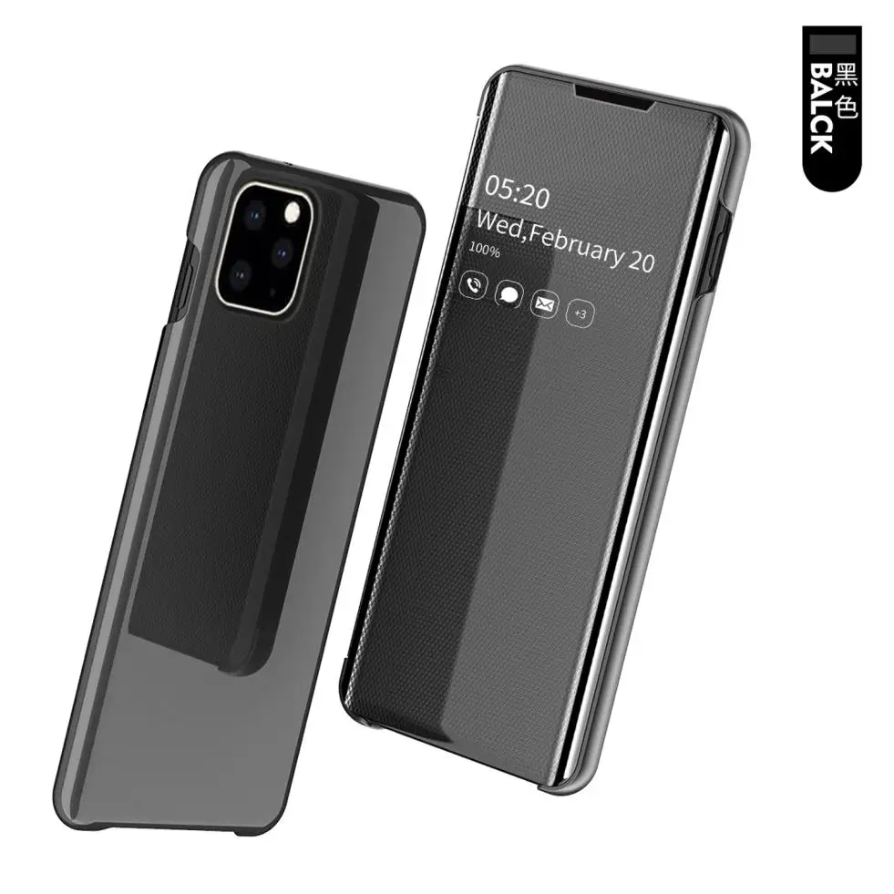 black Для Apple iPhone XR X XS Max 8 7 6s 6 Plus зеркальный Флип Тонкий Модный умный чехол для мобильного телефона защитный чехол - Цвет: black