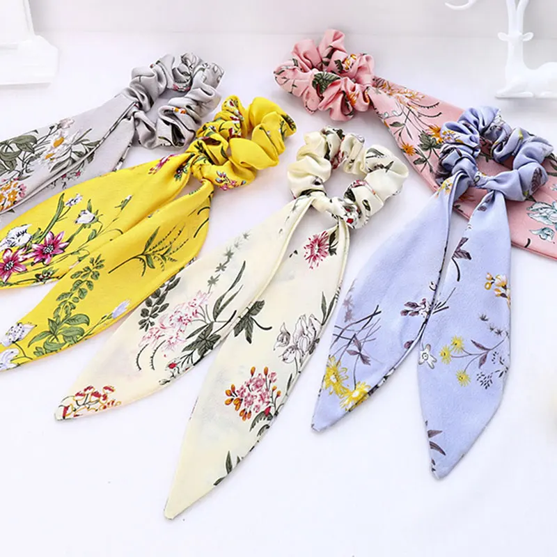 Женские ленты для волос с бантом модные эластичные девочек цветочные шифоновые