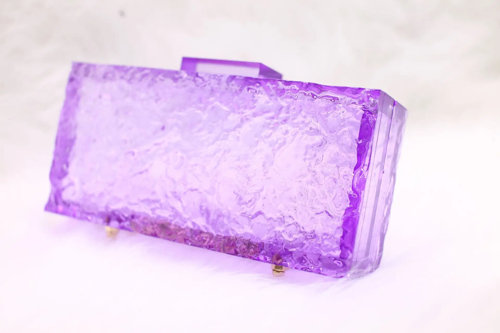 Women bag Fashion Clear Jelly Clutch Purse Transparent Handbag Acrylic bags Handle Wallet Beach Summer Party Evening Bag Totes