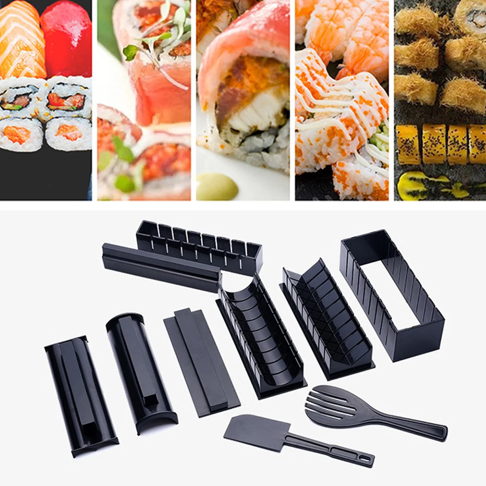

10 Pcs/Set DIY Sushi Making Kit Roll Sushi Maker Rice Roll Mold Sushi Tools Kitchen Tools Japanese Sushi Cooking Tools New