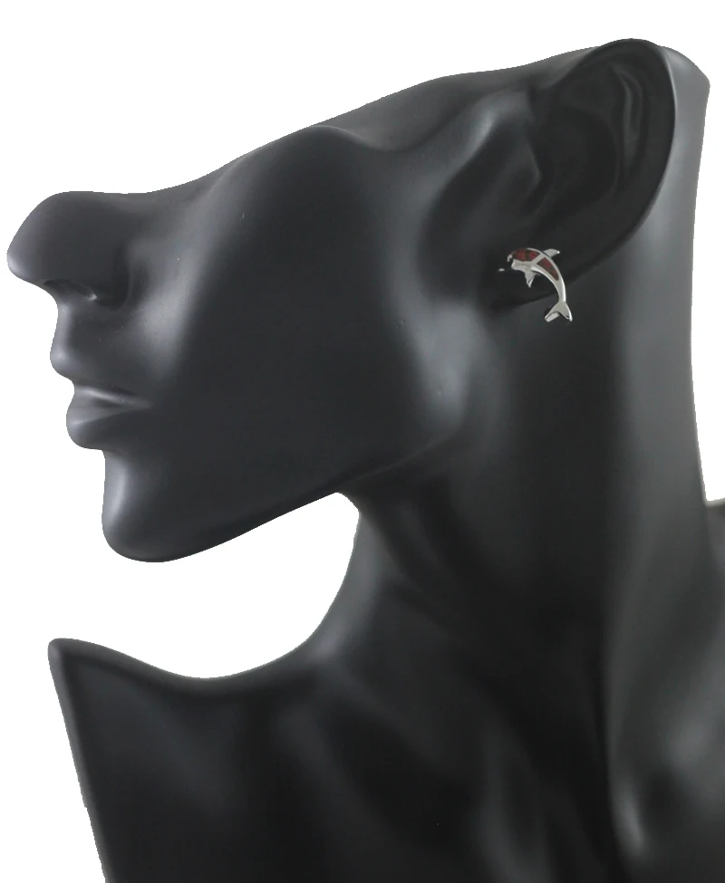 

Lovely Dolphin Shaped Brown Fire Opal Silver Plated Ear Stud Earrings for Women OE295