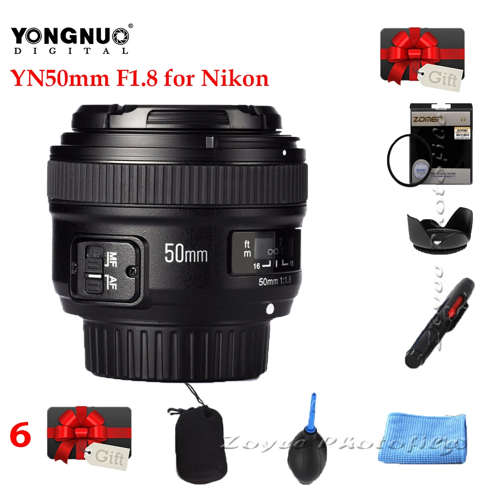 Оригинальный объектив YONGNUO YN50 мм 50 F1.8 камеры для Canon EOS DSLR камера s 60D 70D 5D2 5D3 600d Nikon DLSR