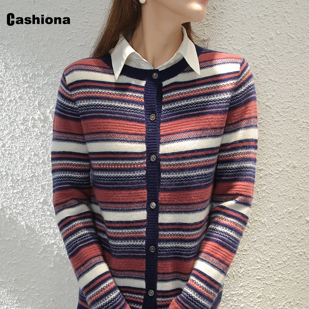 

Women Sweaters Top Cardigans 2021 Spring Autumn New Knitting Sweaters Patchwork Stripe Long Sleeve Femme Winter Fleece Clothes