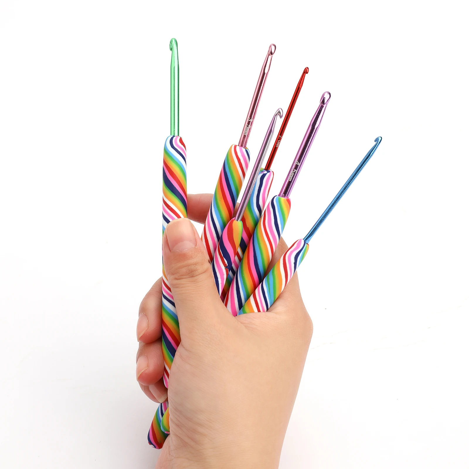 10 Pcs Rainbow Crochet Hook Set Aluminum Knitting Needles 2.0-6.5MM Ergonomic Grip Yarns and Wool So Weave | Дом и сад