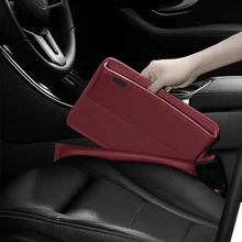 Car Seat Slot Gap Plug Filler Two In One Storage Box Crevice Phone Holder Leather Organizer Interior Decoration Accessories