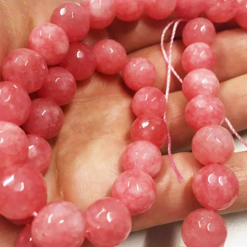 FLTMRH натуральный граненый Розовый Халцедон Круглые бусины для изготовления