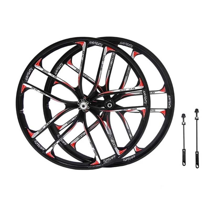 26Inch 27.5Inch Wheel Cassette MTB Mountain Bike Magnesium Alloy 10 Spokes Wheelset Bicycle Disc Brake Cycling Quick Release Hub