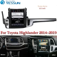 tesla screen for toyota highlander 20142019 car android multimedia player 12 1 inch car radio stereo audio gps navigation