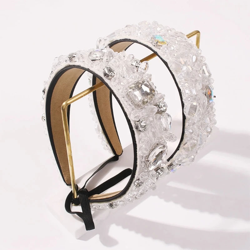 

Wedding Bridal Jewelry Headband Clear Crystal Glass Drill Beading Floral Hair Hoop Romantic Banquet Party Headdress
