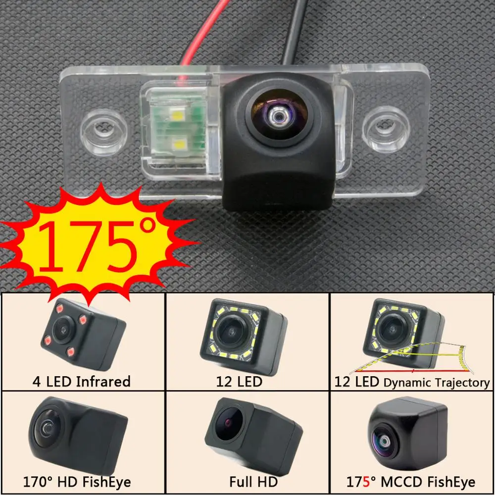 175 градусов MCCD рыбий глаз 12LED HD камера заднего вида для Volkswagen VW Touareg Golf V Skoda Fabia Passat B5