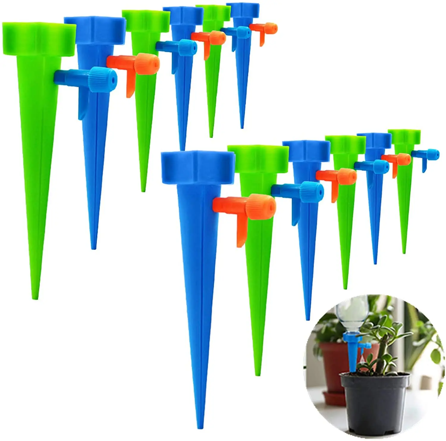 

12pcs Plant Waterer Self Watering Spikes Automatic Drip Irrigation Watering Stake System for Indoor Outdoor Garden Potted Plants