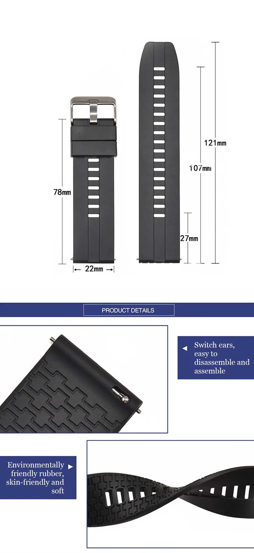 

22mm Transparent TPU Quick Release Watchband for Huawei Watch GT Strap Bracelet Band Wristband