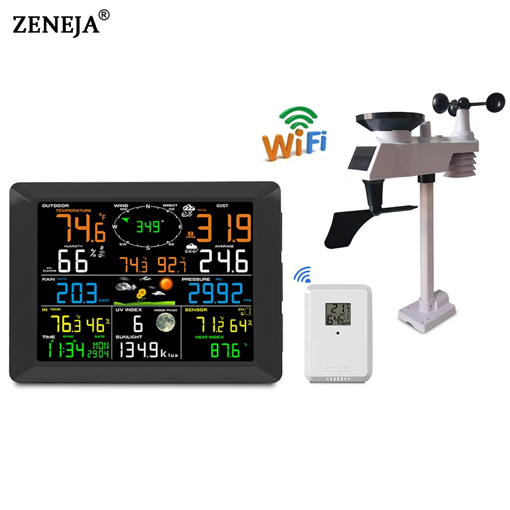 Метеостанция беспроводная Многофункциональный термометр и Анемометр с Wi Fi для