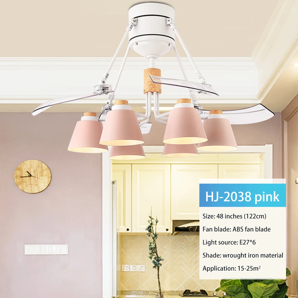 Макарон 48 дюймов потолочный вентилятор с светильник Невидимый Mute затемняя
