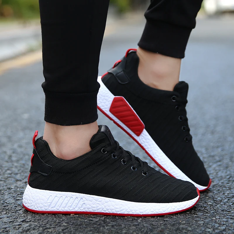 

Men Sneakers Comfortable Knitted Fabric Mesh Breathable Damping Sport Shoes Outdoor Casual Loafer Women Walking Running Footwear