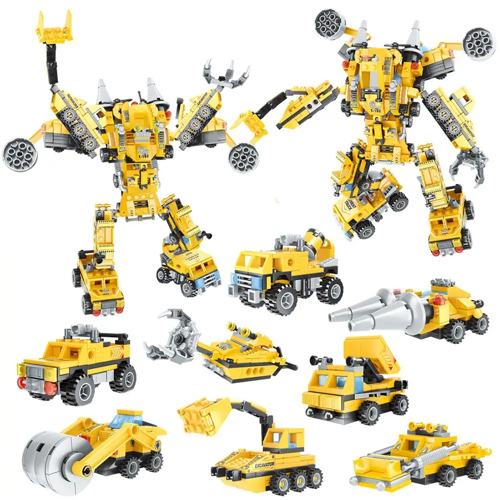 8-в-1 DIY деревянные головоломки инженерных автомобиль строительные блоки