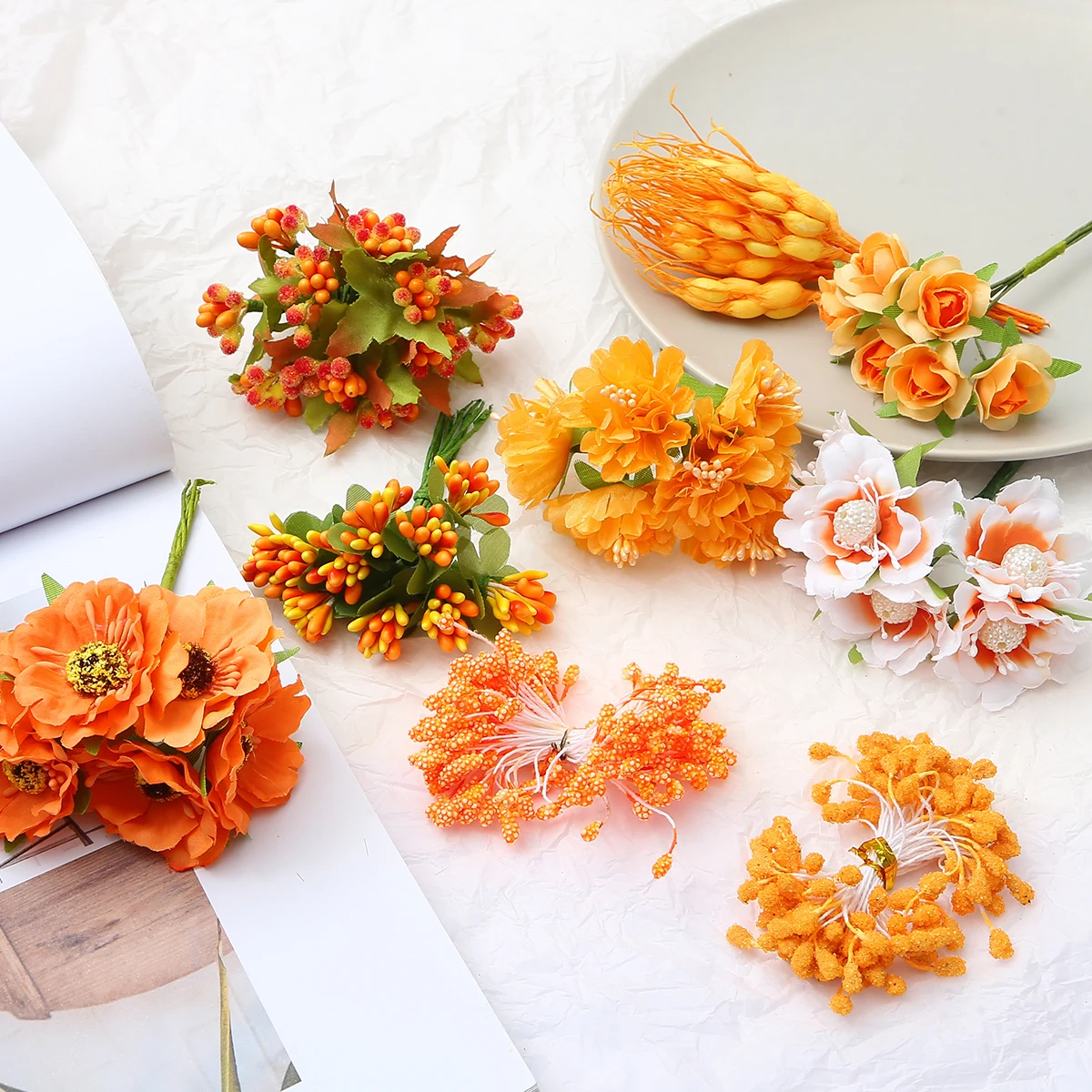 Искусственные цветы оранжевые шелковые искусственные украшение для дома и