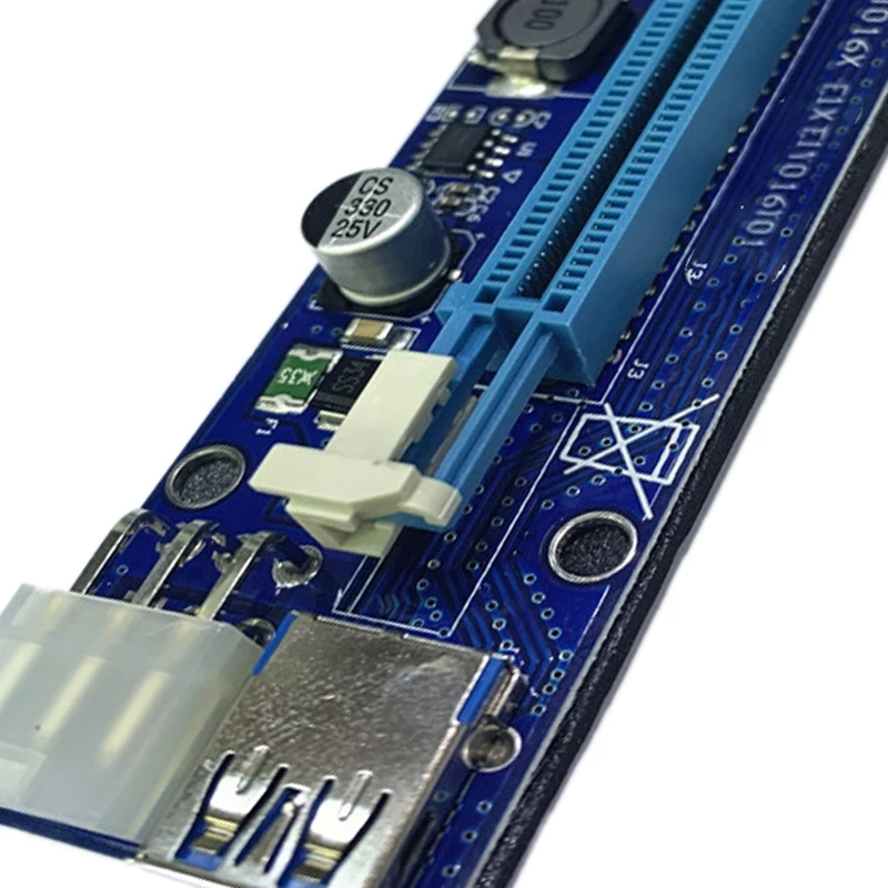 

PCIE1X to 16X Extender Riser Raiser Card Adapter SATA 6Pin USB3.0 Cable