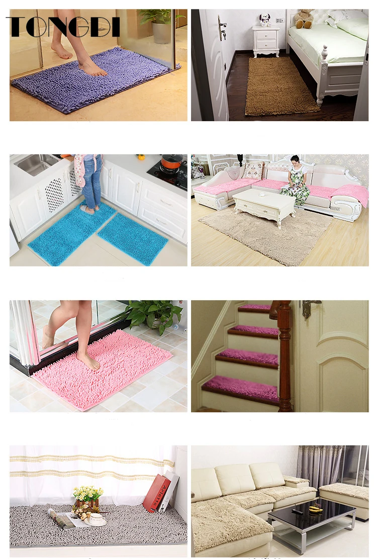 

TONGDI Bathroom Carpet Mats Soft Shower Microfiber Chenille Anti-skip Sop Rug Decoration For Home Bathroom Living Kitchen Room
