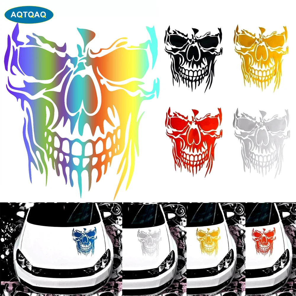 1Pcs Skull Decal Horrific Skeleton Vinyl Car Hood Window Stickers Vehicle Styling Removable Waterproof Sticker Reflective | Автомобили и