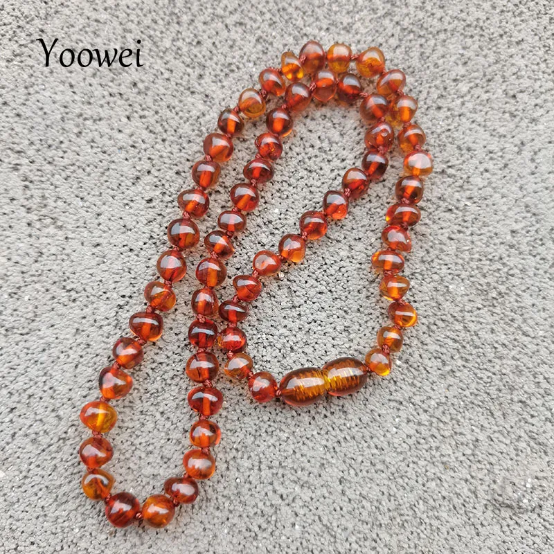 Yoowei Baby Natural Amber Necklace Handmade Knoted Baroque Style 100% Real Original Beads Women Jewelry Wholesale | Украшения и
