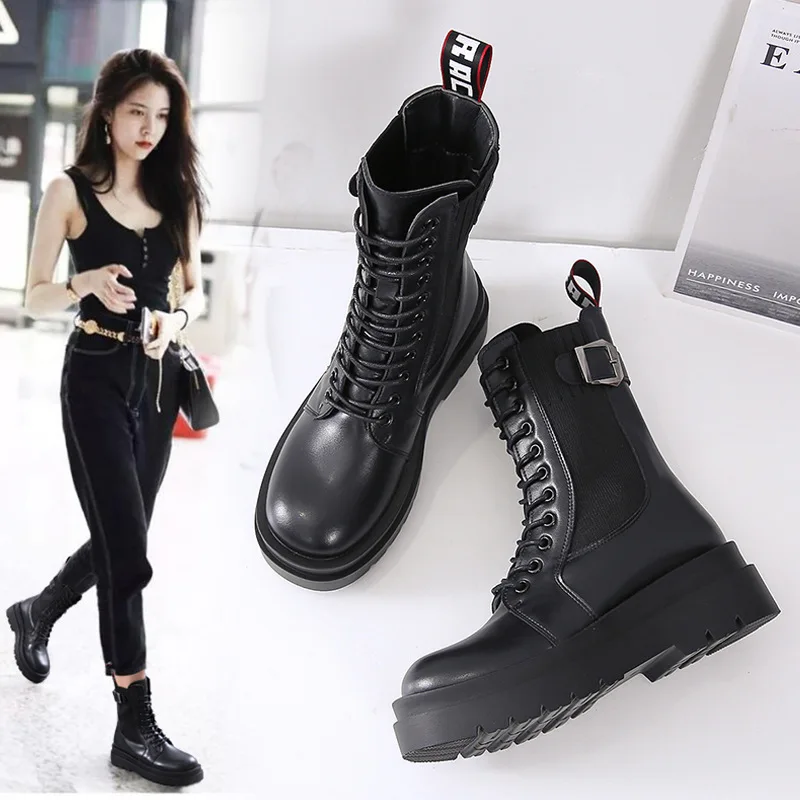Новинка 2020 года Ботинки Dr. Martens на платформе с круглым носком шнуровке Женские